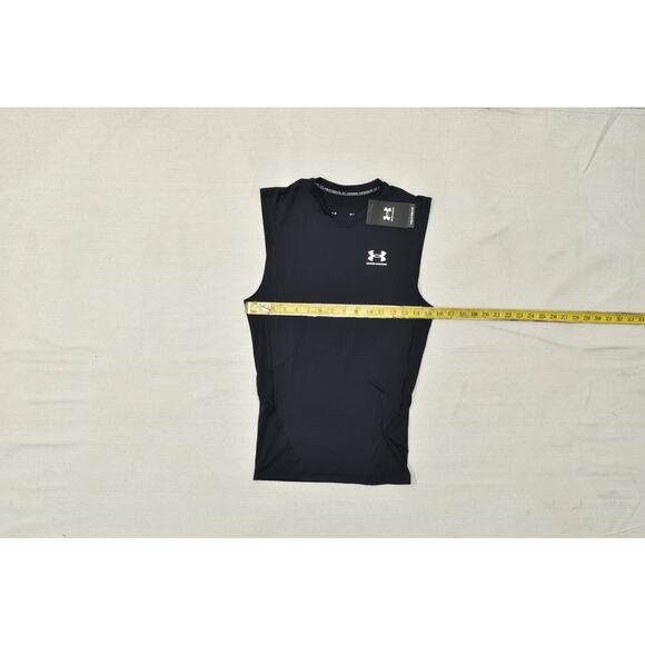 Under Armour Men's HeatGear Compression Sleeveless T-Shirt Black Athletic Size M - Picture 4 of 8